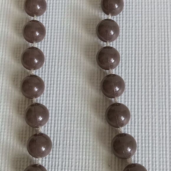 Brown Marbled Design Acrylic Beaded Single Strand Vintage Fashion Necklace - Picture 7 of 9